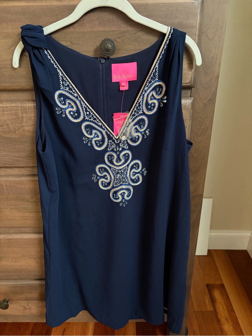 Lilly Pulitzer Navy Sleeveless Tunic with Ivory Embroidery
